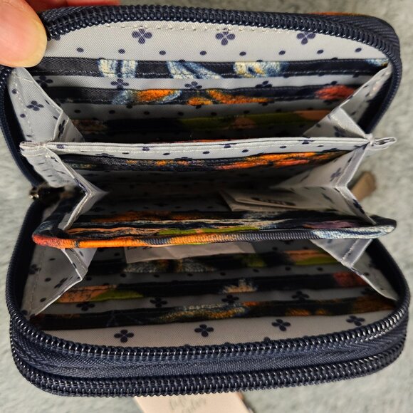 NWT Lug Splits compact RFID wallet in Bloom Navy - Picture 3 of 6